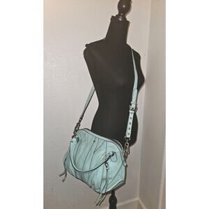 orYANY Trina Italian Leather Lt. Blue Satchel Handbag 14x10x4